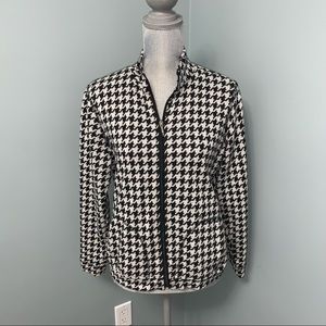ONQUE Casuals size small houndstooth sweater cardigan jacket heritage print